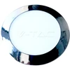 24W LED įmontuojama panelė V-TAC Slim, chromo spalvos, apvali, (3000K) šiltai balta