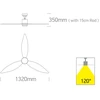 Lubinis šviestuvas 25W ventiliatorius su dimeriuojamu 22W LED šviestuvu, juodas/tamsaus medžio sp., 3000/4000/5500K, 6312D/B/V