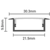 2m LED juostos įleidžiamas profilis OPTONICA, sidabro sp., 21.5x9.8mm, komplektuojamas su dangteliu ir užbaigimais