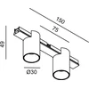 2x3,5W LED šviestuvas TUB OUT į magnetinę sistemą MINI_LINE 42, juodas, 3000K, dimeriuojamas