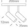 2x6W LED šviestuvas į magnetines sistemas MINI/MIDI/MAXI/P&P, juodas, 3000/3500/4000K, 48V, 38°, 42108A/B/V