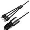 Dudao R5Pro 1x USB, 3.4A automobilinis įkroviklis + 3in1 USB-C / Micro USB / Lightning kabelis (pilkas)