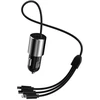 Dudao R5Pro 1x USB, 3.4A automobilinis įkroviklis + 3in1 USB-C / Micro USB / Lightning kabelis (pilkas)