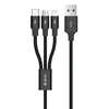 Devia 3-in-1 įkrovimo laidas USB į Lightning, MicroUSB ir Type-C, 1,2 m, juodas