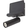 3,5W LED sieninis šviestuvas PANEL, juodas, 3000K, su USB