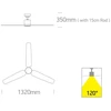 Lubinis šviestuvas 35W ventiliatorius su dimeriuojamu 22W LED šviestuvu, juodas, 3000/4000/5500K, 6310/B/V