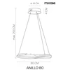 36W LED pakabinamas šviestuvas ANILLO, tamsaus chromo sp., 3000K, 80cm