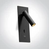 3W LED įleidžiamo montavimo sieninis šviestuvas- skaitymo lempa, juodas, 3000K, su USB A ir USB C jungtimis, 65746RA/B/W