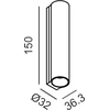 3W LED sieninis šviestuvas TUB S 150, baltas, 3000K, 60°