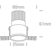 3W LED užglaistomas šviestuvas, juodas, 3000/3500/4000K, 10103BTR/B/V