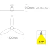Lubinis šviestuvas 40W ventiliatorius su dimeriuojamu 22W LED šviestuvu, baltas, 3000/4000/5500K, 6306/W/V