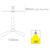 Lubinis šviestuvas 40W ventiliatorius su dimeriuojamu 22W LED šviestuvu, juodas/šviesaus medžio sp., 3000/4000/5500K, 6314L/B/V