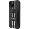 Guess 4G Stripes su portfelem Magsafe Apple iPhone 15 dėklas telefonui juodos spalvos