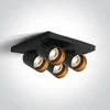 Lubinis šviestuvas 4x10W LED paviršinis akcentinis šviestuvas, juodas, GU10, 65405N/B