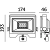 50W LED prožektorius su judesio davikliu MHC, juodas, 6500K, IP54