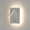 5W + 3W LED sieninis šviestuvas MANAT, baltas, 3000K, su USB ir USB C jungtimis, A3568002B