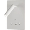 5W + 3W LED sieninis šviestuvas MANAT, baltas, 3000K, su USB ir USB C jungtimis, A3568002B