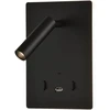 5W + 3W LED sieninis šviestuvas MANAT, juodas, 3000K, su USB ir USB C jungtimis, A3568002N