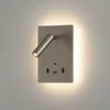 5W + 3W LED sieninis šviestuvas MANAT, nikelio sp., 3000K, su USB ir USB C jungtimis, A3568002NM