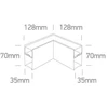 6-14W LED linijinės sistemos šviestuvas - kampinis sujungimas, baltas, 3000/4000/5000K, 050170D/W/V
