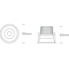 6,5W LED įleidžiamas, pakreipiamas šviestuvas, baltas, 3000/3500/4000K, IP54, dimeriuojamas, 11107WD/W/V