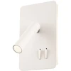 6W + 3W LED sieninis šviestuvas QUDA, baltas, 3000K, šviesos kampas 120°, skaitymo šviestuvėlio - 20°, su USB, 01-2979