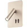 6W + 3W LED sieninis šviestuvas QUDA, nikelio sp., 3000K, šviesos kampas 120°, skaitymo šviestuvėlio - 20°, su USB, 01-2981