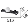 6W LED sieninis šviestuvas PING PONG, žalvario sp., 3000K, 336671
