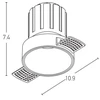 6W LED užglaistomas šviestuvas, baltas, 3000K, S095