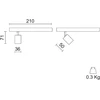 7,3W LED akcentinis šviestuvas NANOPERFETTO į magnetines sistemas ARIA, juodu korpusu, 3000K, PWM, 52°
