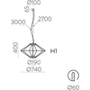 7W LED įleidžiamo montavimo pakabinamas šviestuvas TOTEM, juodas, 2700K, dimeriuojamas, E4050290NDP