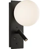 8W + 3W LED sieninis šviestuvas KIN, juodos/baltos sp., 2700K, su USB ir USB C jungtimis, A8169291N