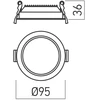 8W LED įleidžiamas šviestuvas XEVO ROUND, matinės baltos sp., 3000/4000/6000K