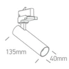 8W LED šviestuvas į bėgelius, baltas, 3000K, dimeriuojamas, 65108T/W/W