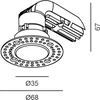 8W LED užglaistomas šviestuvas NANO R TRIMLESS, baltas, 2700K, 50°, IP44