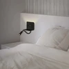 9W LED sieninis šviestuvas CALMA, juodas, 3000K, su skaitymo šviestuvėliu ir USB, A3836001N