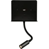 9W LED sieninis šviestuvas CALMA, juodas, 3000K, su skaitymo šviestuvėliu ir USB, A3836001N