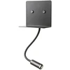 9W LED sieninis šviestuvas MOKA, juodas, 3000K, su USB