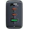 Acefast A41 sieninis įkroviklis, 2x USB-C + USB, GaN 65W (juodas)