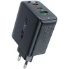 Acefast A41 sieninis įkroviklis, 2x USB-C + USB, GaN 65W (juodas)