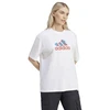 ADIDAS Gėlių rašto „Badge of Sport“ moteriški marškinėliai, balti IT1421