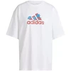 ADIDAS Gėlių rašto „Badge of Sport“ moteriški marškinėliai, balti IT1421