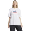 ADIDAS Gėlių rašto „Badge of Sport“ moteriški marškinėliai, balti IT1421