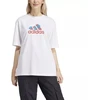 ADIDAS Gėlių rašto „Badge of Sport“ moteriški marškinėliai, balti IT1421