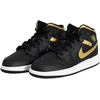 Air Jordan 1 Mid Jaunuoliams (GS) Krepšinio bateliai Juoda/Metalinė aukso - DQ8423-071