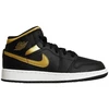 Air Jordan 1 Mid Jaunuoliams (GS) Krepšinio bateliai Juoda/Metalinė aukso - DQ8423-071