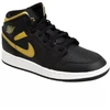 Air Jordan 1 Mid Jaunuoliams (GS) Krepšinio bateliai Juoda/Metalinė aukso - DQ8423-071