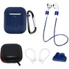 Hurtel Set of AirPods 2 / AirPods 1 Silikoninis dėklas + case / ear hook / neck strap / watch strap holder / carabiner – mėlynos spalvos