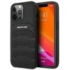 AMG AMHCP14XGSEBK iPhone 14 Pro Max 6,7 , juodas / juodas deklas, odinis, su įspaustomis linijomis