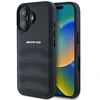 Mercedes AMG AMHCP16SGSEBK Apple iPhone 16 6.1″ juodos spalvos kietas dėklas Leather Debossed Lines juodos spalvos Logo
